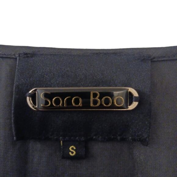 Sarah Boo Mini Dress Sz S Black Tunic Modern Cut Out Chains Glam Punk Goth City - Picture 12 of 15